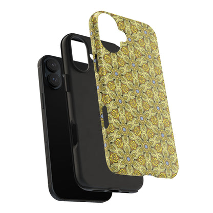 Retro Yellow Flowers Pattern Phone Case – Vibrant Geometric Floral Design for iPhone & Samsung