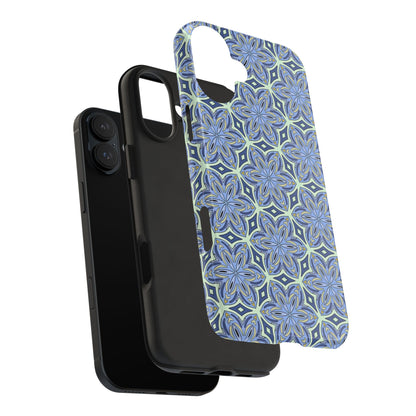Pale Cornflower Blue and Yellow Phone Case – Geometric Floral Protective Cover for iPhone & Android Models