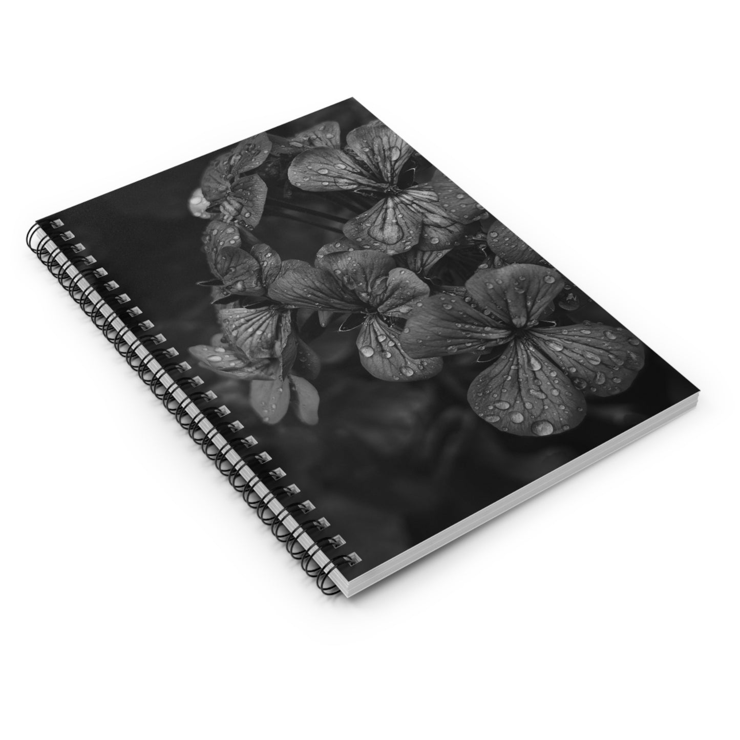 Geranium After a Light Rain Spiral Notebook – Black and White Floral Photography Journal for Writing, Sketching, or Note Taking
