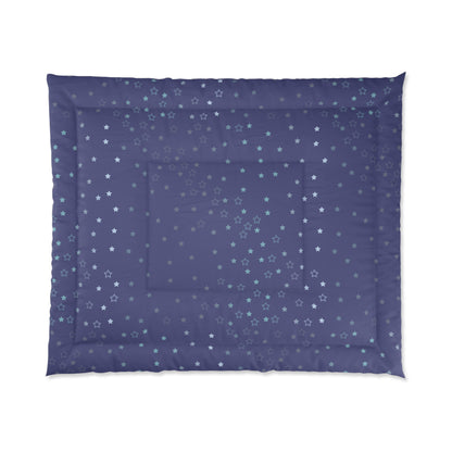 Blue Starfall Comforter – Blue Star Bedding, Celestial Night Sky Comforter, Galaxy-Inspired Bedroom Decor