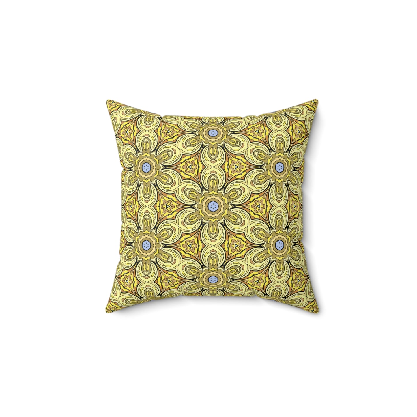 Retro Yellow Flowers Decorative Square Pillow – Geometric Floral Accent Pillow for Modern Decor