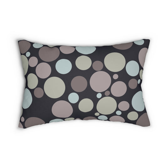 Muted Pastel Polka Dot Lumbar Pillow – Modern Circle Pattern Cushion for Neutral or Boho Home Decor