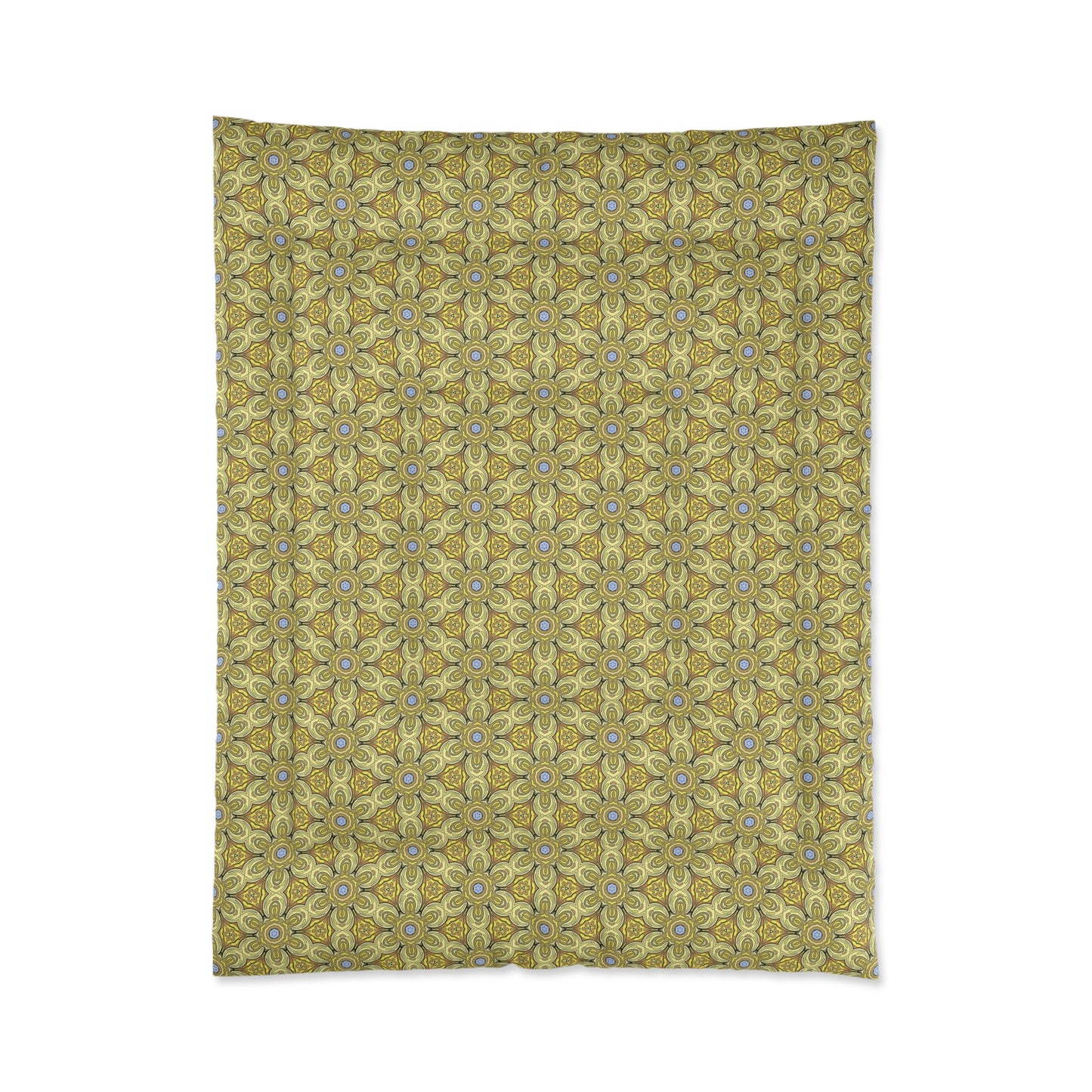 Retro Yellow Flowers Comforter – Geometric Floral Bedding for Modern & Boho Bedrooms