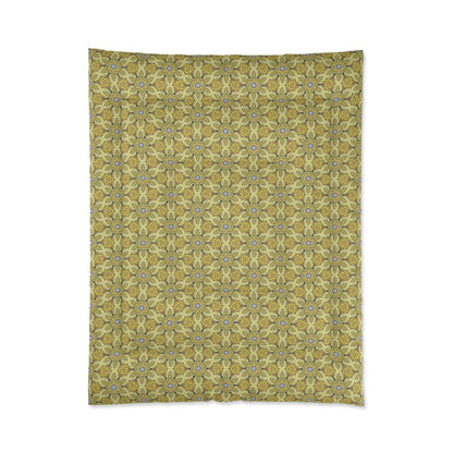 Retro Yellow Flowers Comforter – Geometric Floral Bedding for Modern & Boho Bedrooms