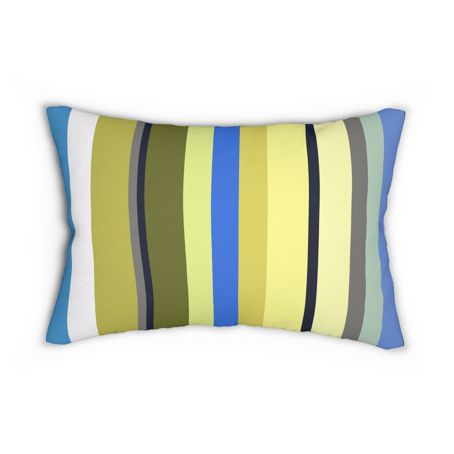 Blue Yellow and Brown Stripes Lumbar Pillow – Colorful Modern Accent Pillow for Sofa or Bedroom Decor