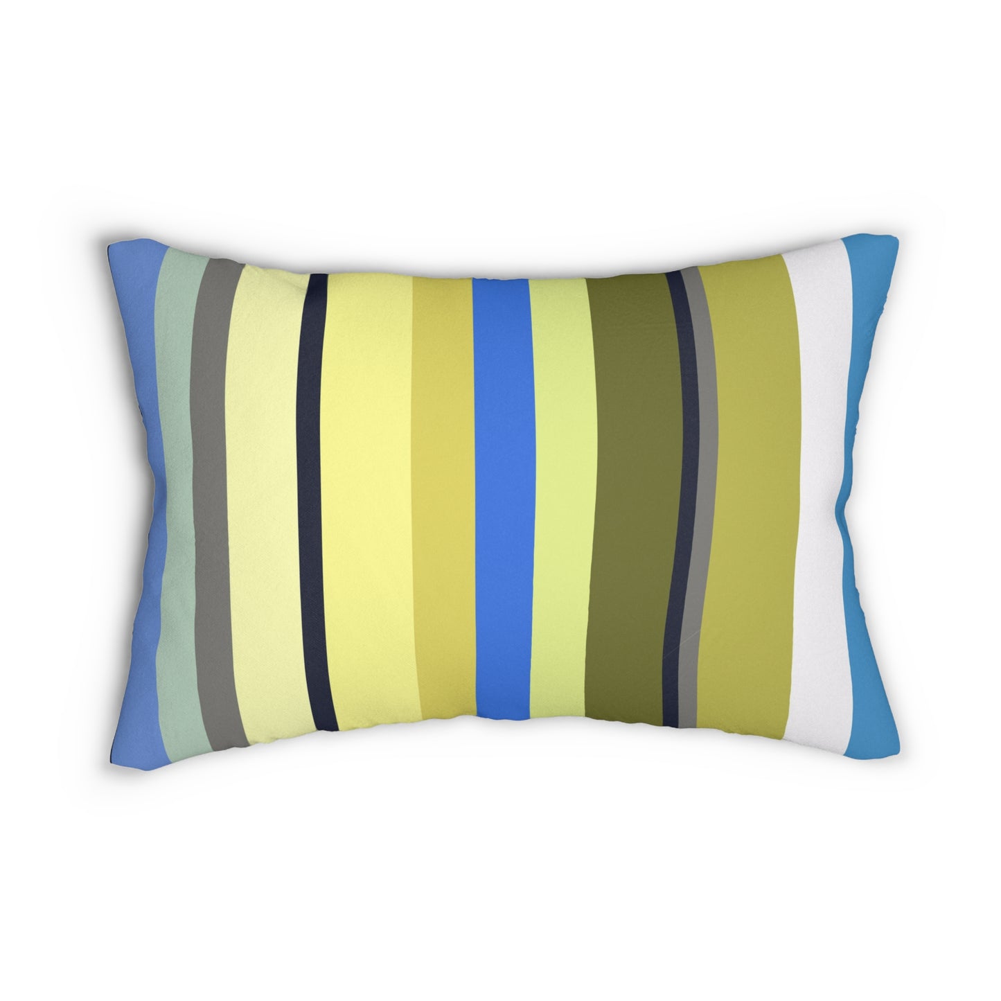 Blue Yellow and Brown Stripes Lumbar Pillow – Colorful Modern Accent Pillow for Sofa or Bedroom Decor