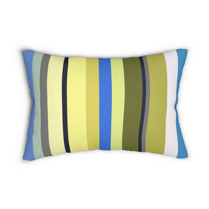Blue Yellow and Brown Stripes Lumbar Pillow – Colorful Modern Accent Pillow for Sofa or Bedroom Decor
