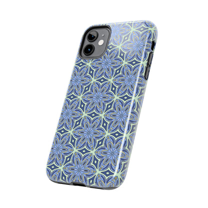Pale Cornflower Blue and Yellow Phone Case – Geometric Floral Protective Cover for iPhone & Android Models