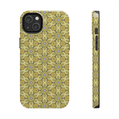 Retro Yellow Flowers Pattern Phone Case – Vibrant Geometric Floral Design for iPhone & Samsung