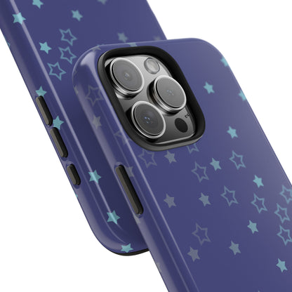 Blue Starfall Tough Phone Case – Celestial Blue Star Cover, Galaxy-Inspired Night Sky iPhone Accessory