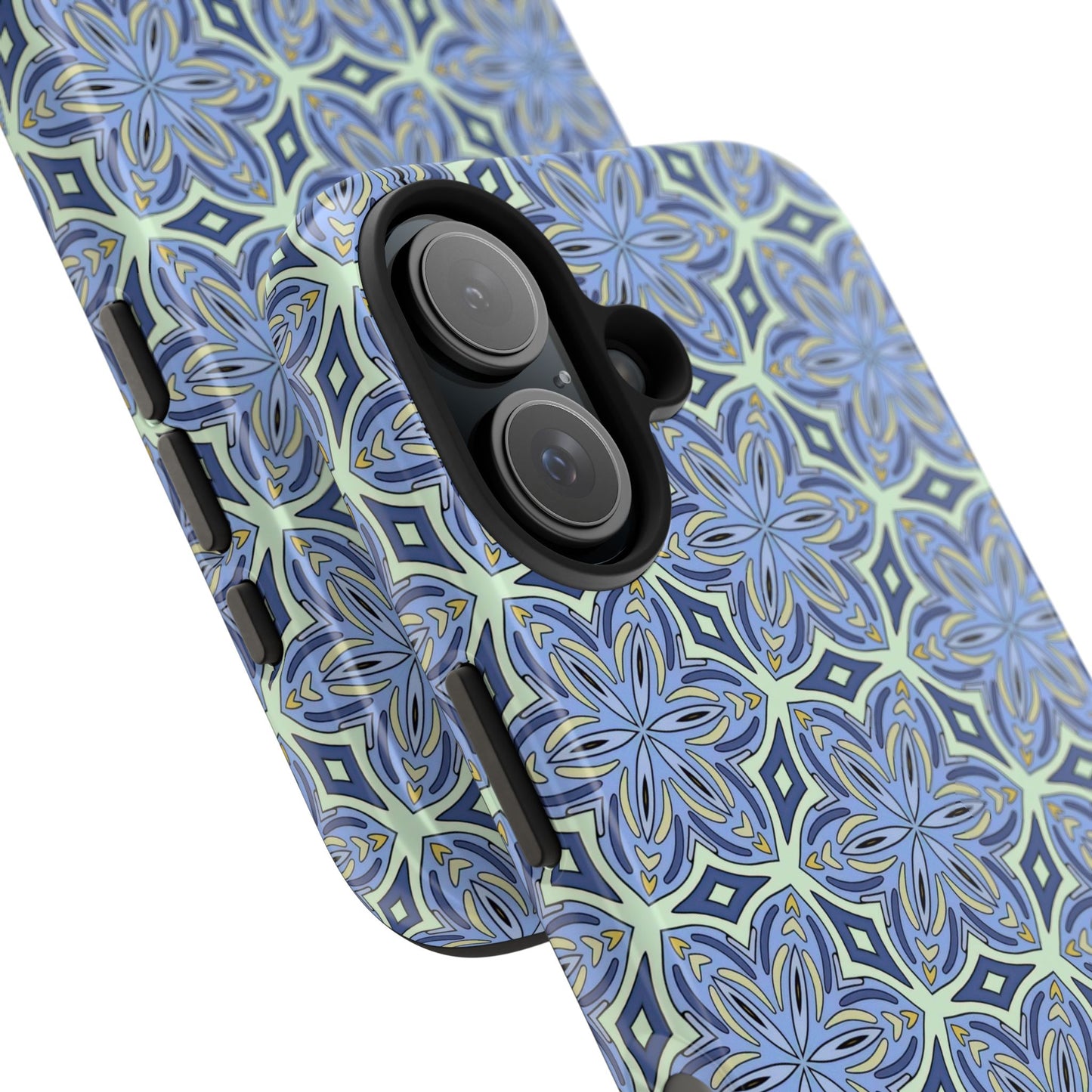 Pale Cornflower Blue and Yellow Phone Case – Geometric Floral Protective Cover for iPhone & Android Models