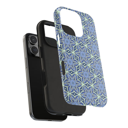 Pale Cornflower Blue and Yellow Phone Case – Geometric Floral Protective Cover for iPhone & Android Models