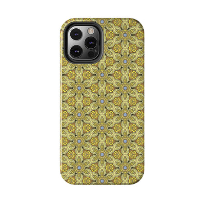 Retro Yellow Flowers Pattern Phone Case – Vibrant Geometric Floral Design for iPhone & Samsung