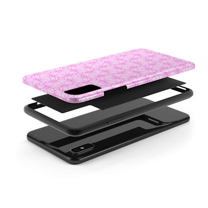 Cherry Blossom Patchwork Tough Case – Sakura Floral Pink Spring Floral Pattern Phone Case for Samsung Galaxy and iPhone