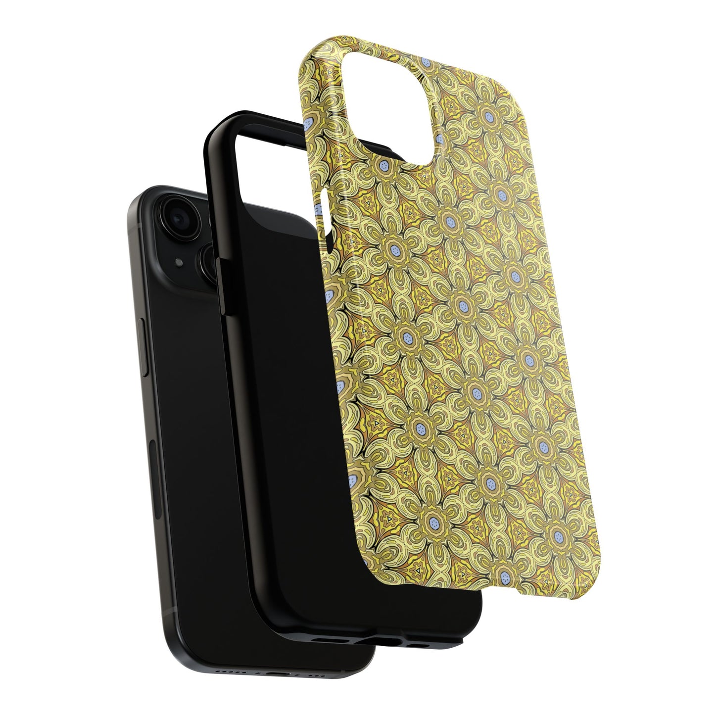 Retro Yellow Flowers Pattern Phone Case – Vibrant Geometric Floral Design for iPhone & Samsung