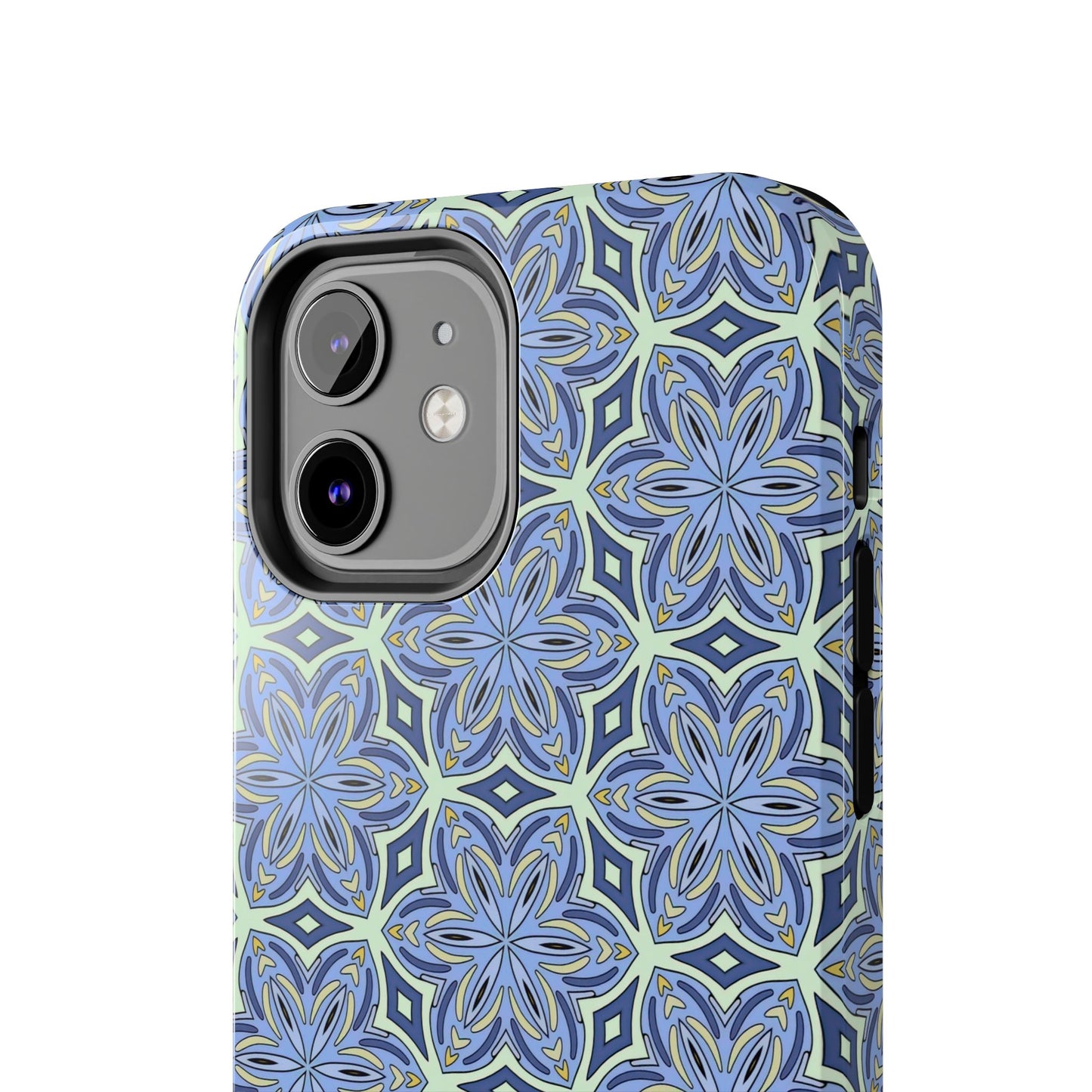 Pale Cornflower Blue and Yellow Phone Case – Geometric Floral Protective Cover for iPhone & Android Models