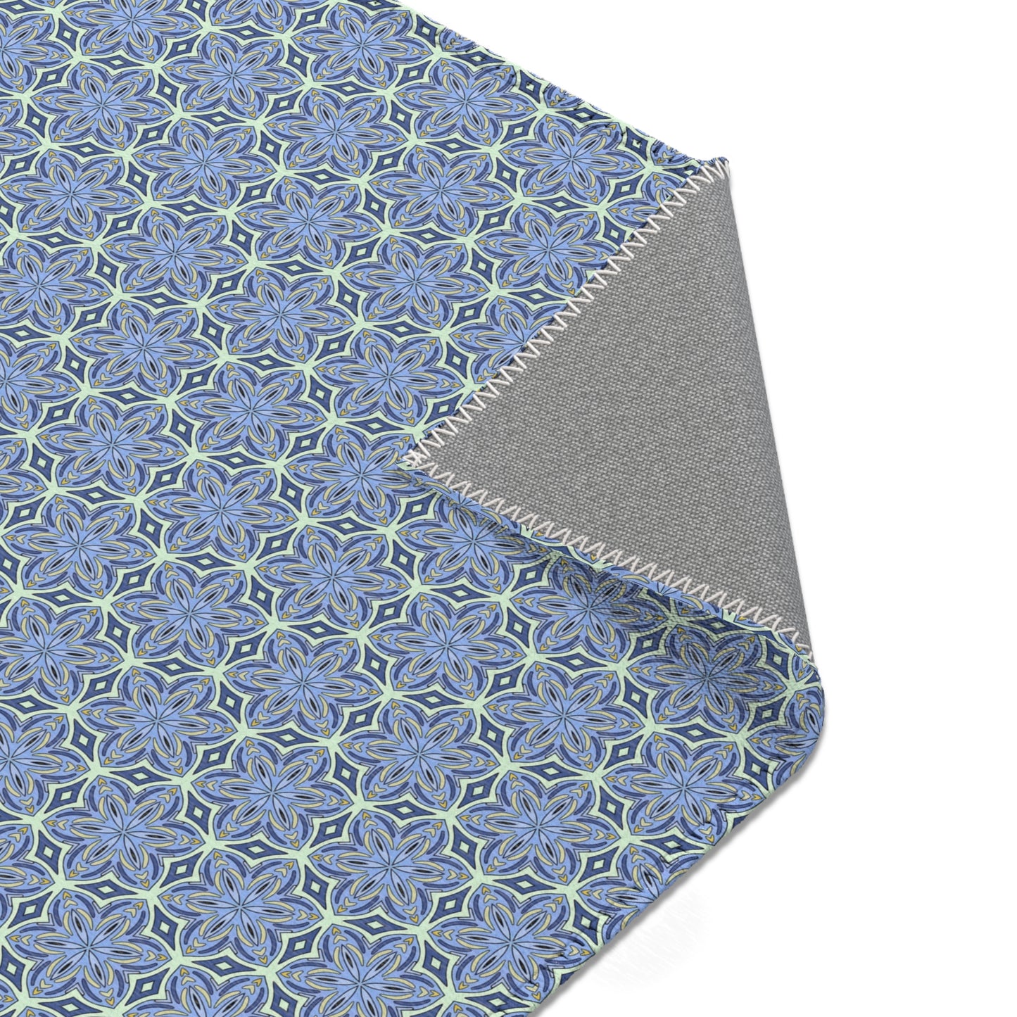 Pale Cornflower Blue and Yellow Area Rug – Geometric Modern Floor Decor for Living Rooms and Bedrooms