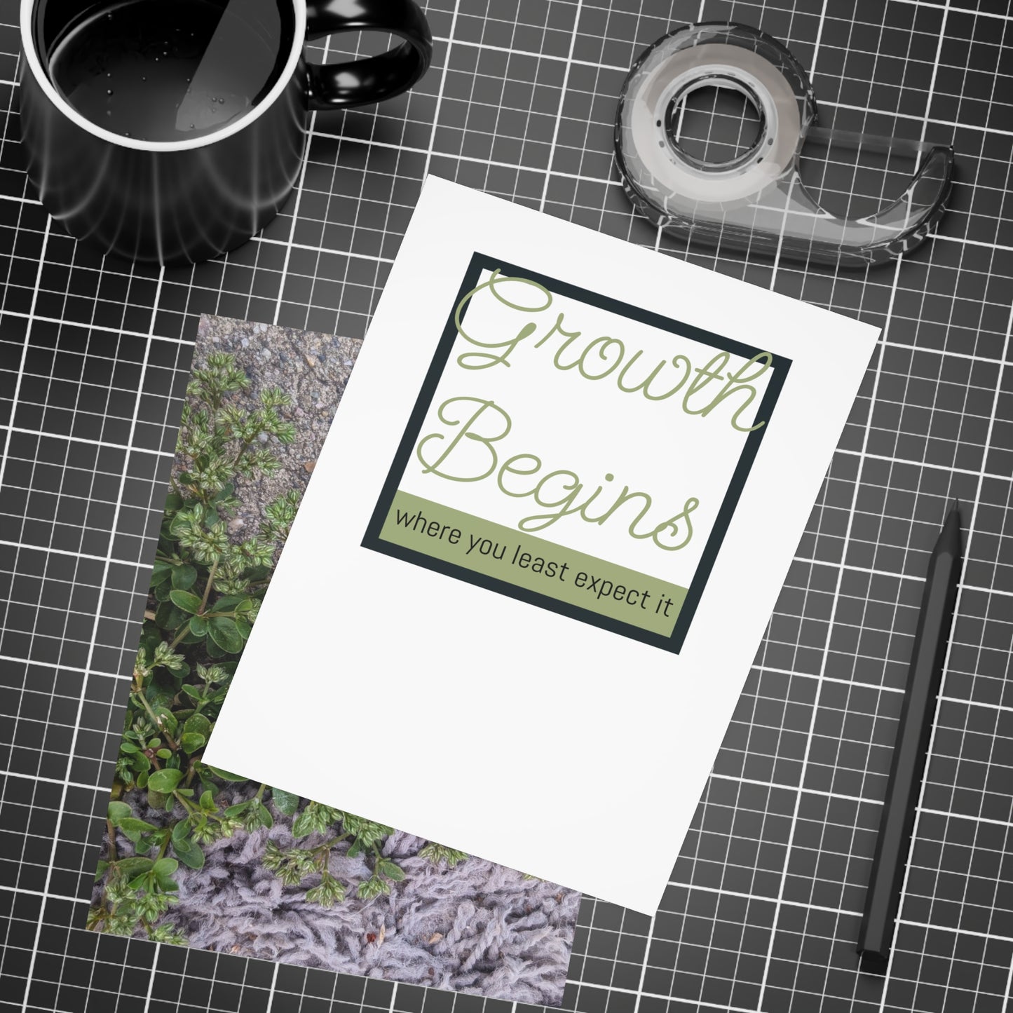 Where the Allseed Grows Postcard – Urban Nature Minimalist Botanical Stationery with Concrete Texture