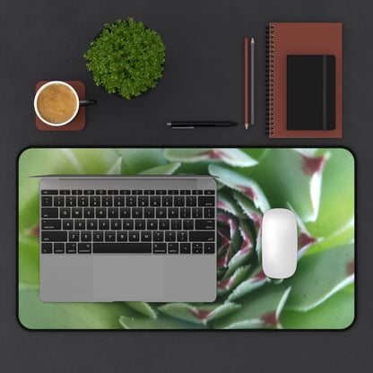 Pale Green Spiky Succulent Desk Mat – Minimalist Botanical Desk Accessory for Modern Office Decor