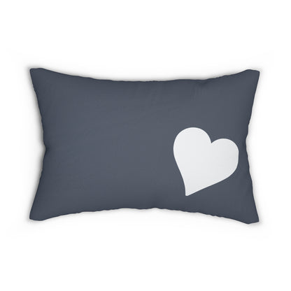 Minimalist Heart Lumbar Pillow – Gray and White Romantic Accent Cushion for Modern or Couples' Bedroom Decor