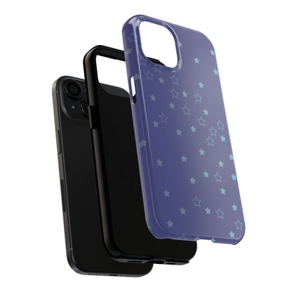 Blue Starfall Tough Phone Case – Celestial Blue Star Cover, Galaxy-Inspired Night Sky iPhone Accessory