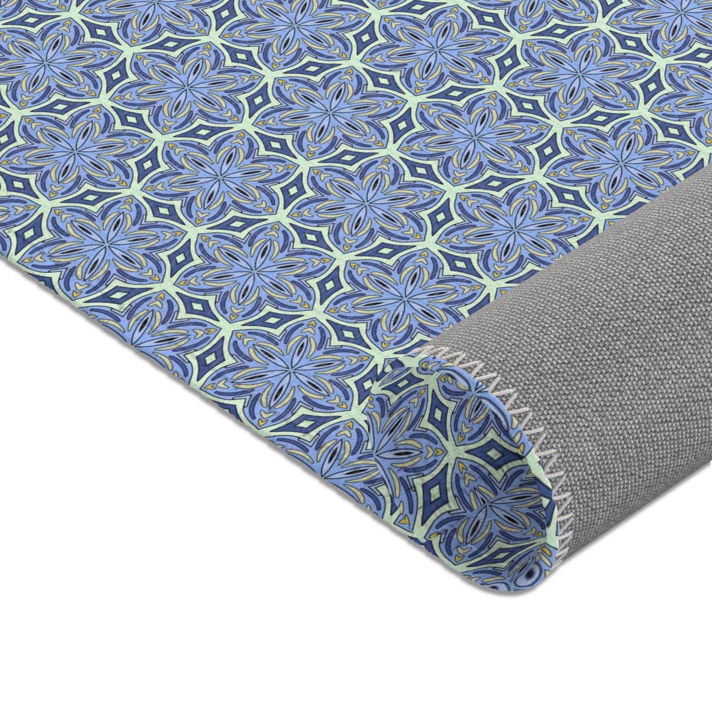 Pale Cornflower Blue and Yellow Area Rug – Geometric Modern Floor Decor for Living Rooms and Bedrooms