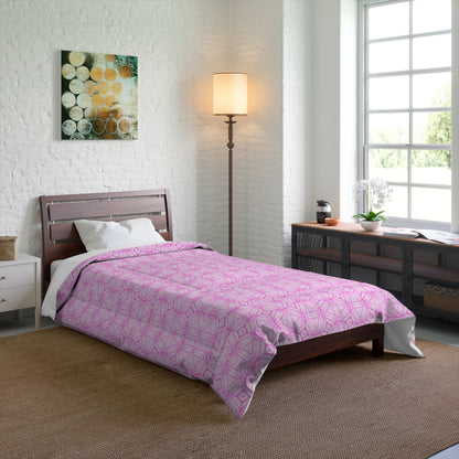 Cherry Blossom Patchwork Comforter - Queen Sakura Floral Bedding, Japanese Cherry Blossom Design