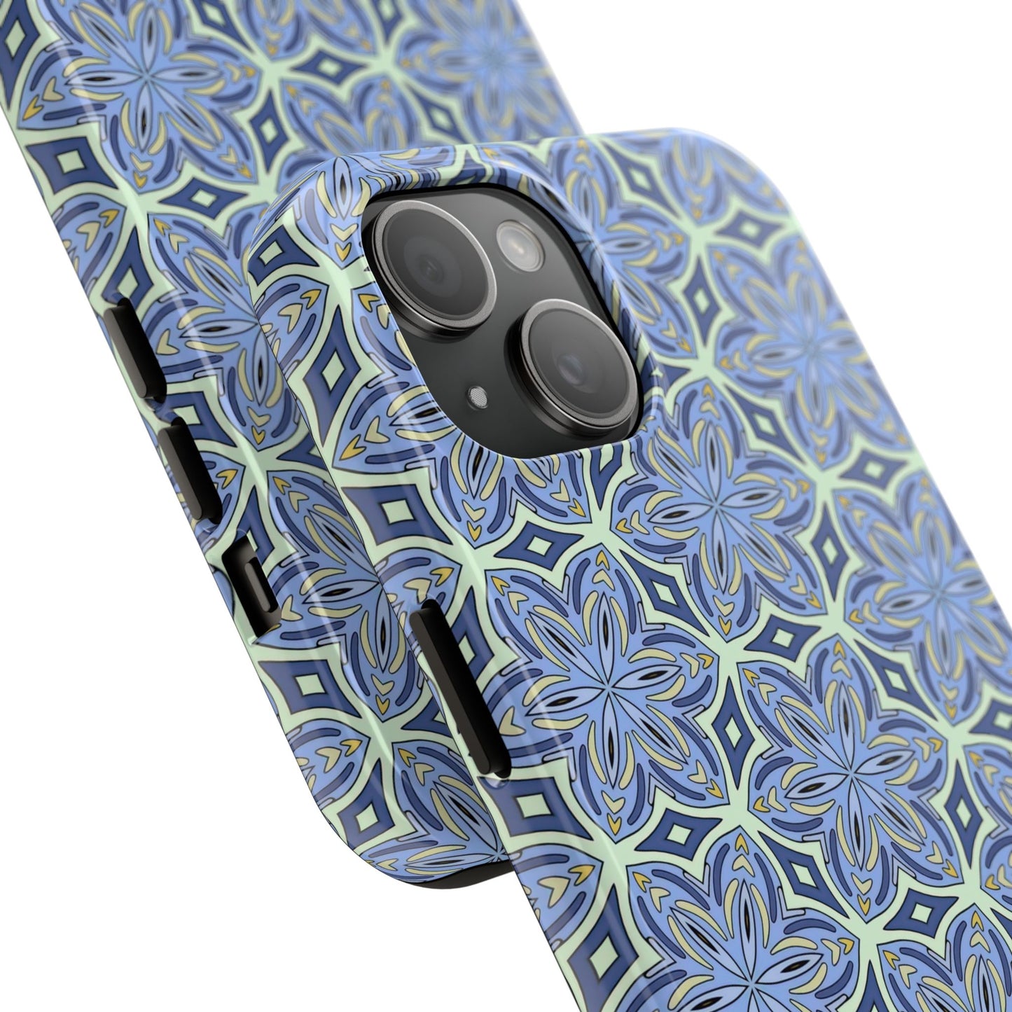 Pale Cornflower Blue and Yellow Phone Case – Geometric Floral Protective Cover for iPhone & Android Models