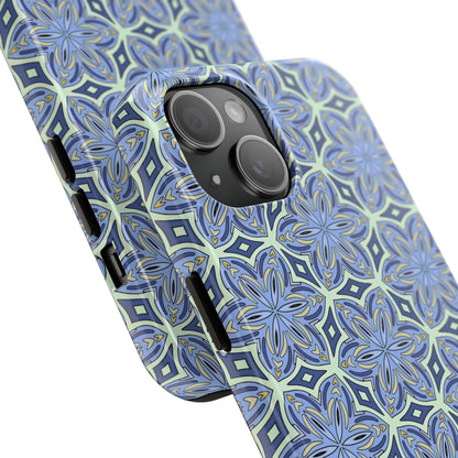 Pale Cornflower Blue and Yellow Phone Case – Geometric Floral Protective Cover for iPhone & Android Models