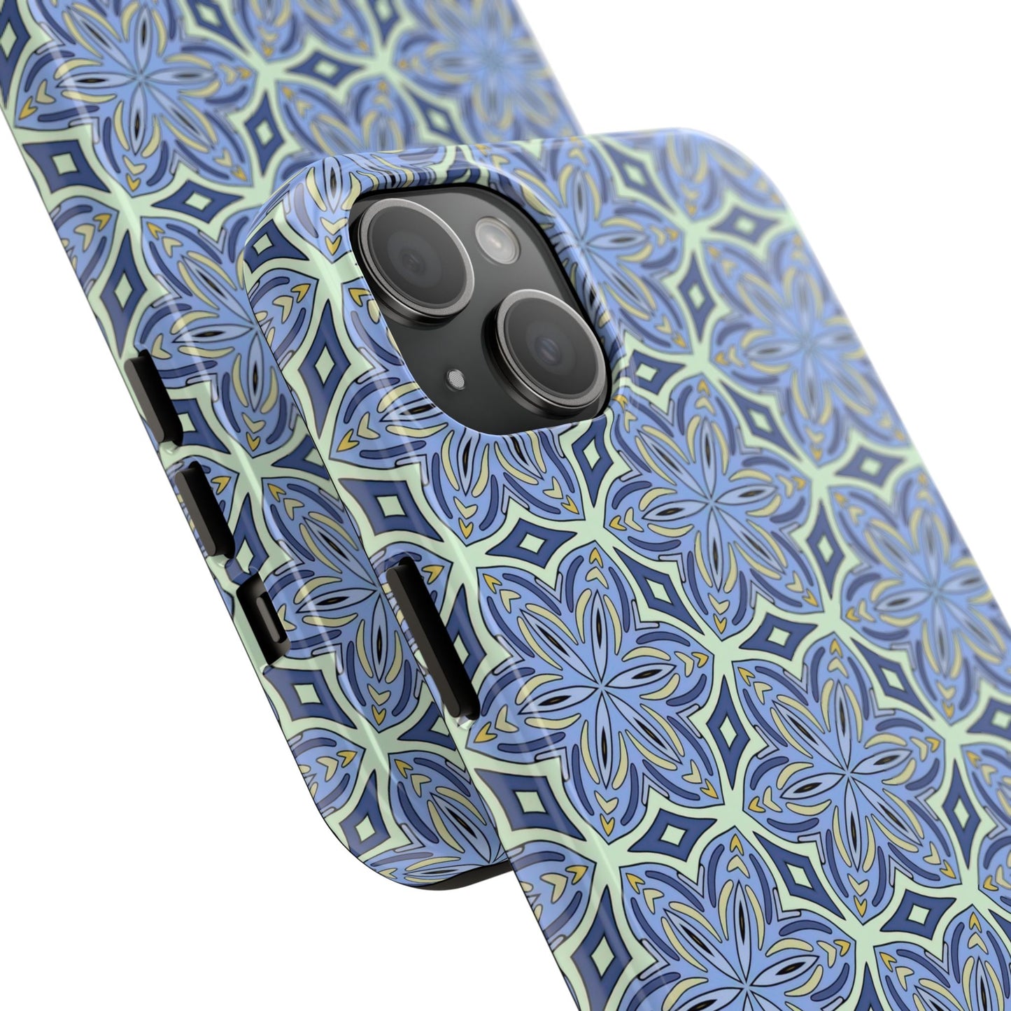 Pale Cornflower Blue and Yellow Phone Case – Geometric Floral Protective Cover for iPhone & Android Models