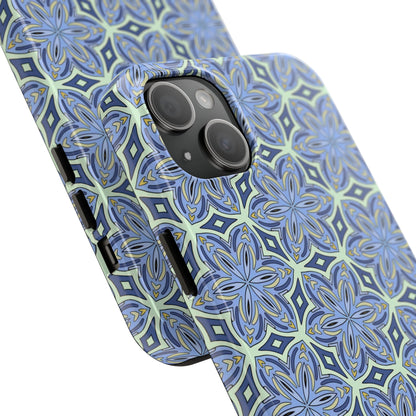 Pale Cornflower Blue and Yellow Phone Case – Geometric Floral Protective Cover for iPhone & Android Models
