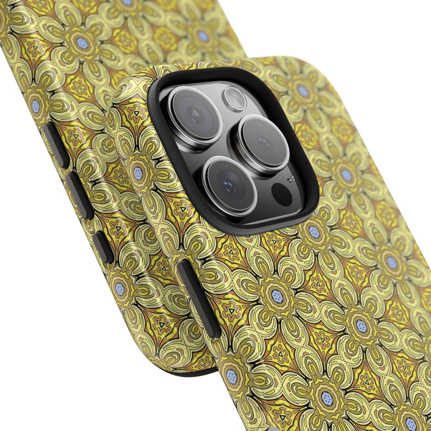 Retro Yellow Flowers Pattern Phone Case – Vibrant Geometric Floral Design for iPhone & Samsung