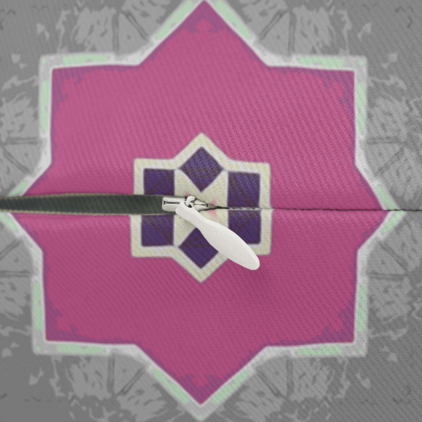 Pink and Gray Floral Lumbar Pillow – Geometric Tile Pattern Cushion for Modern or Boho Chic Decor