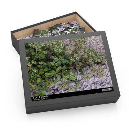 Where the Allseed Grows Puzzle – Urban Nature Minimalist Botanical Jigsaw with Concrete Texture