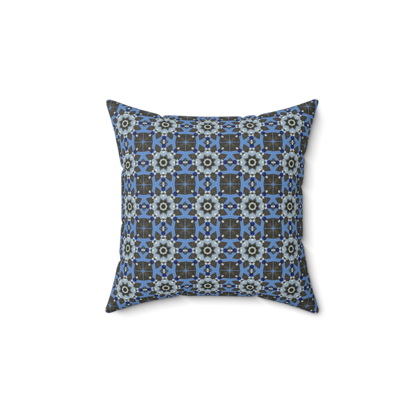 Blue Quilt Pattern Decorative Square Pillow – Colorful Geometric Throw Pillow for Living Room or Bedroom