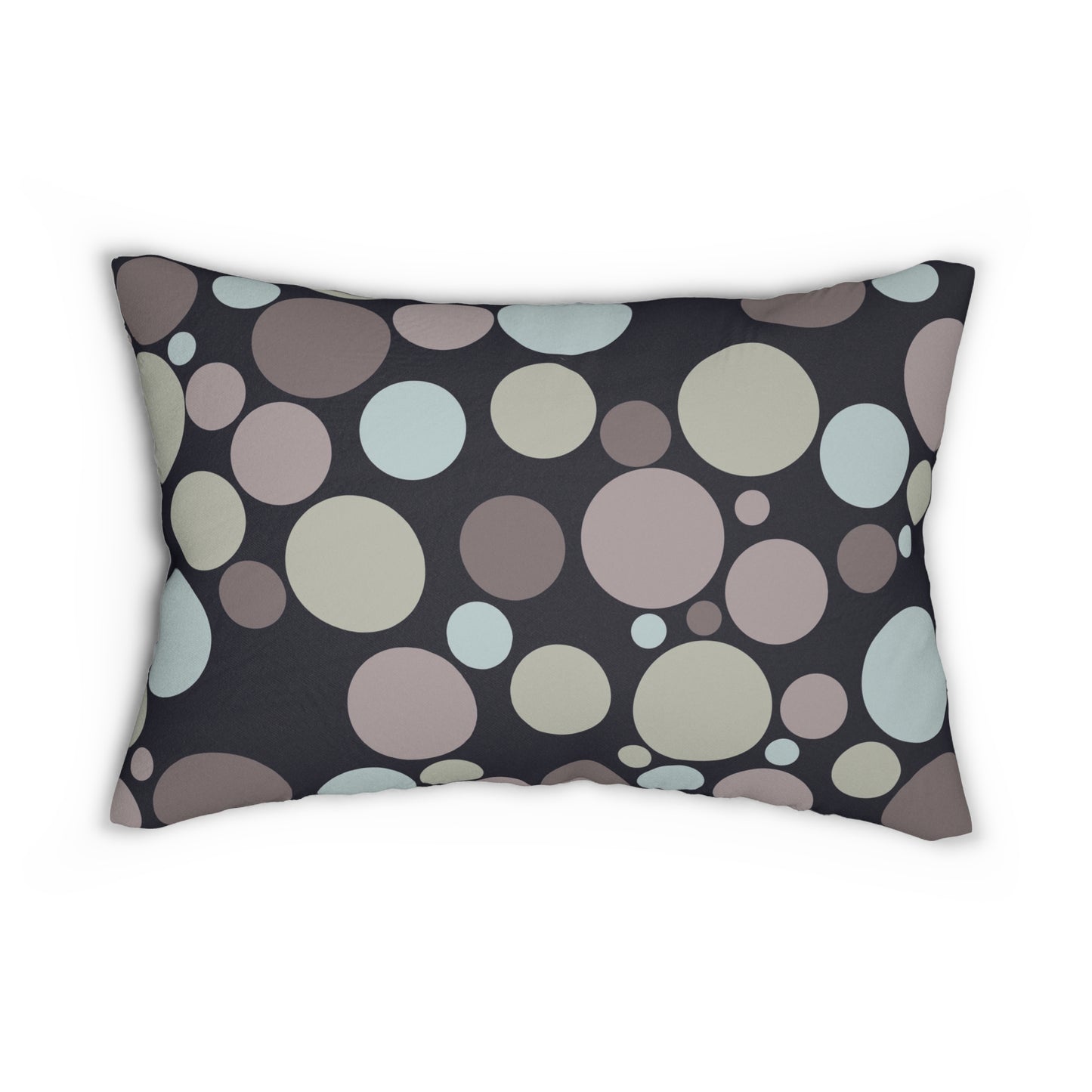 Muted Pastel Polka Dot Lumbar Pillow – Modern Circle Pattern Cushion for Neutral or Boho Home Decor