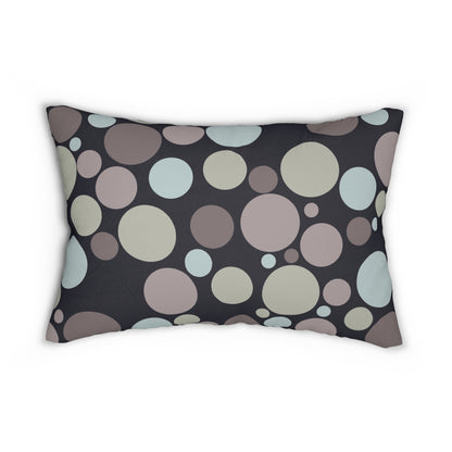 Muted Pastel Polka Dot Lumbar Pillow – Modern Circle Pattern Cushion for Neutral or Boho Home Decor