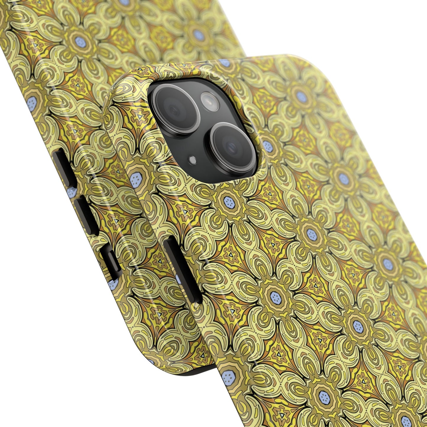 Retro Yellow Flowers Pattern Phone Case – Vibrant Geometric Floral Design for iPhone & Samsung