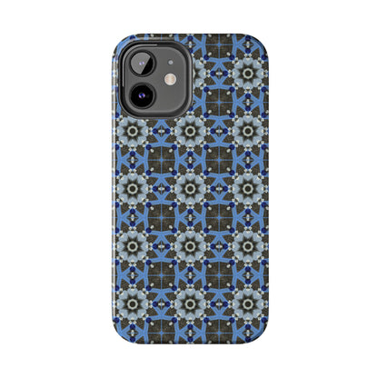 Blue Quilt Pattern Phone Case – Geometric Floral Protective Cover for iPhone & Android Models
