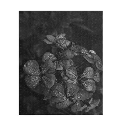 Geranium After a Light Rain Puzzle – Black and White Floral Photography Jigsaw Puzzle for Adults and Teens, Modern Botanical Gift Idea