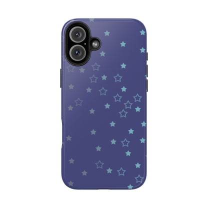 Blue Starfall Tough Phone Case – Celestial Blue Star Cover, Galaxy-Inspired Night Sky iPhone Accessory