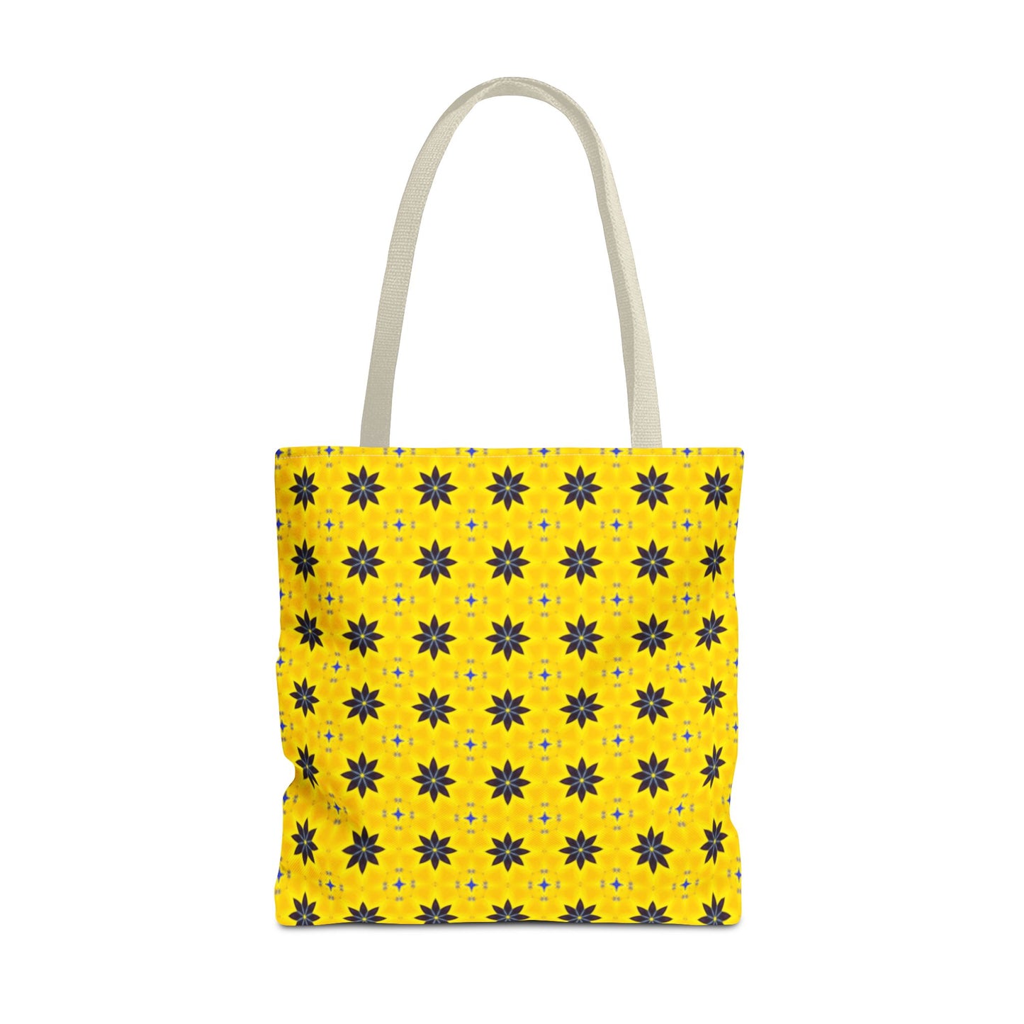 Navy Blue Flowers Tote Bag – Bold Floral Canvas Tote for Boho Chic Style