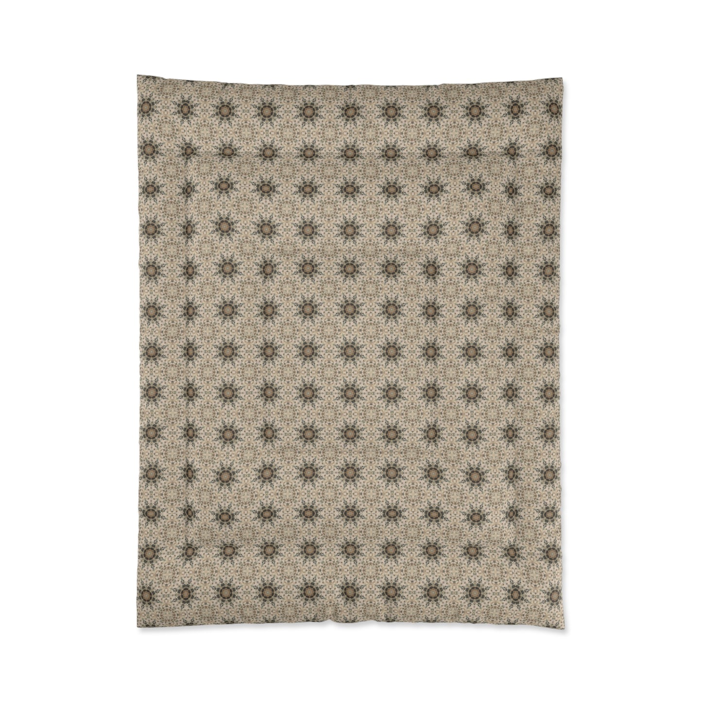 Desert Suns Comforter – Boho Sunburst Bedding, Beige Neutral Tones Mandala Design
