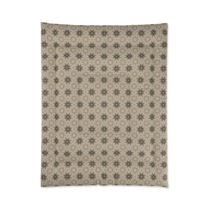 Desert Suns Comforter – Boho Sunburst Bedding, Beige Neutral Tones Mandala Design