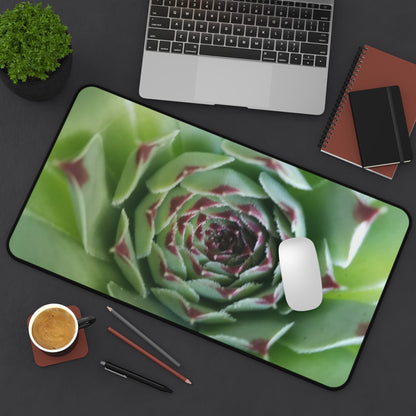 Pale Green Spiky Succulent Desk Mat – Minimalist Botanical Desk Accessory for Modern Office Decor
