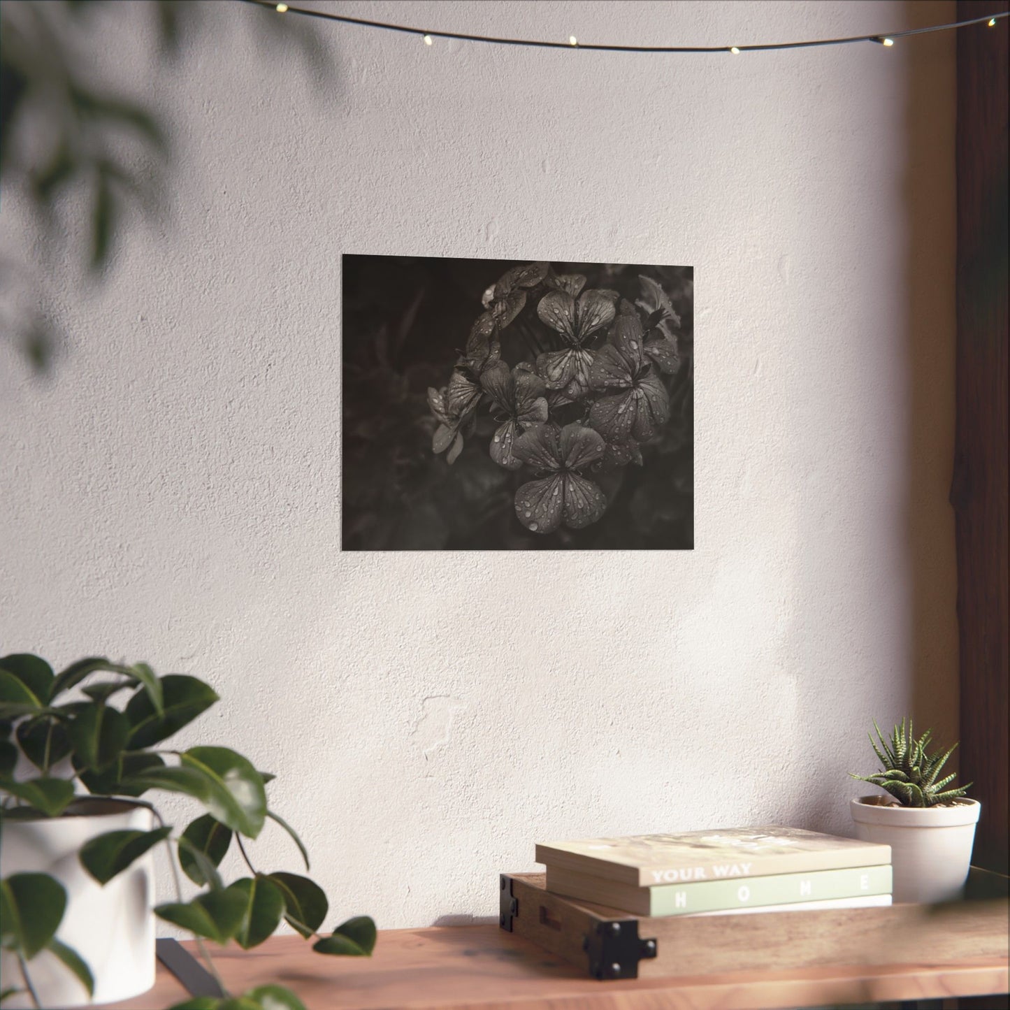 Geranium After a Light Rain Poster Print – Moody Botanical  Black and White Floral Photography Wall Art