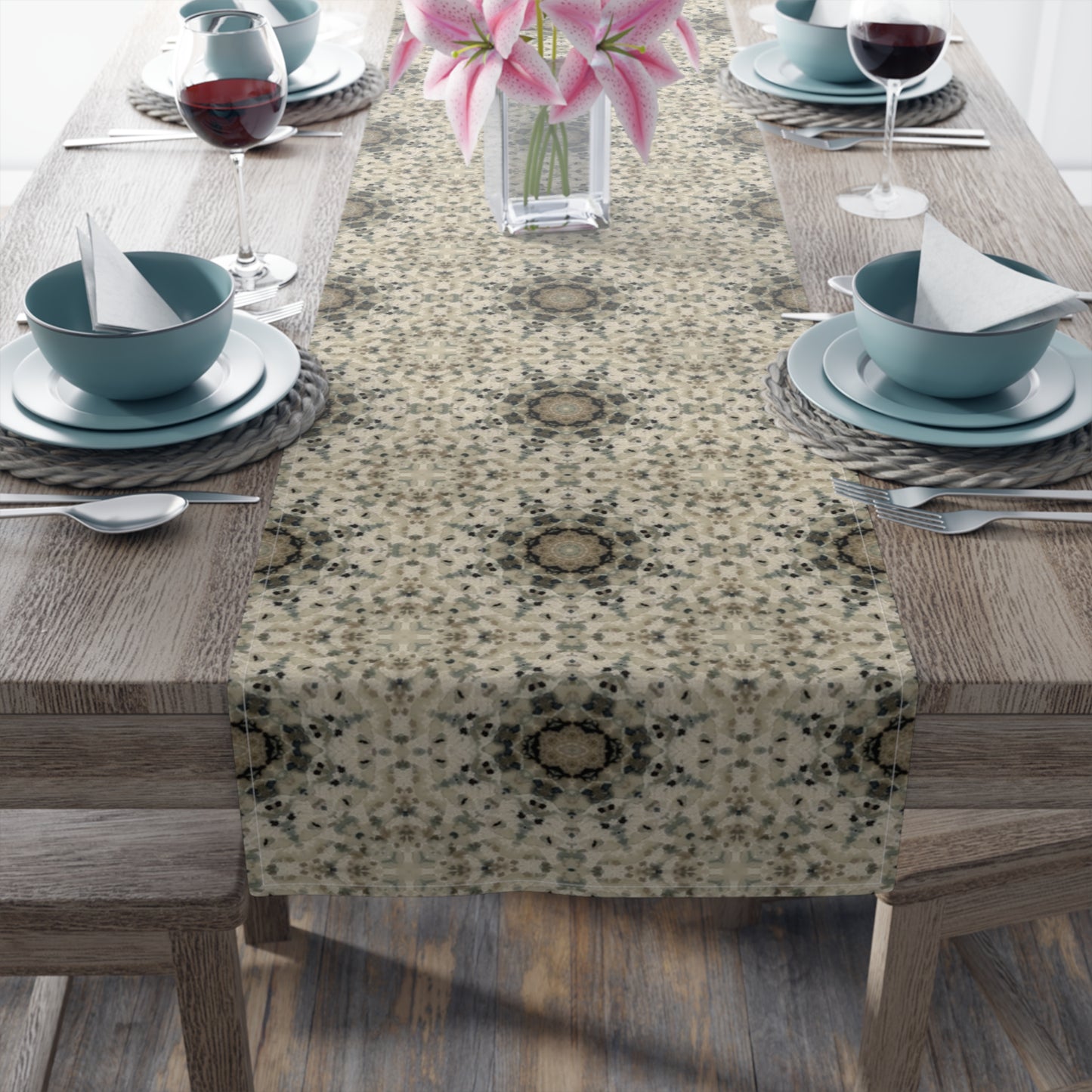 Desert Suns Table Runner – Boho Cotton Dining Decor, Southwestern Sunburst Centerpiece