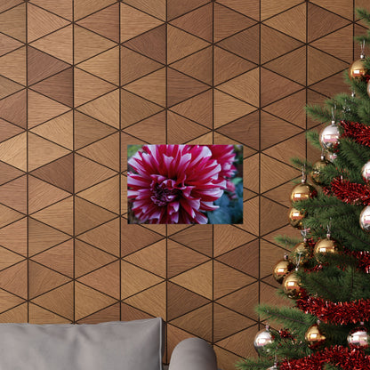 Red and White Dahlia Wall Poster – Botanical Floral Art Print, Cottagecore Summer Bloom Decor