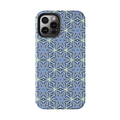 Pale Cornflower Blue and Yellow Phone Case – Geometric Floral Protective Cover for iPhone & Android Models