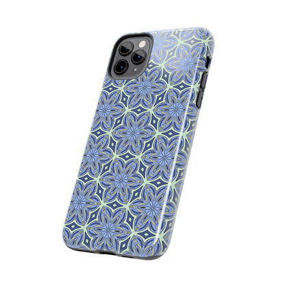 Pale Cornflower Blue and Yellow Phone Case – Geometric Floral Protective Cover for iPhone & Android Models